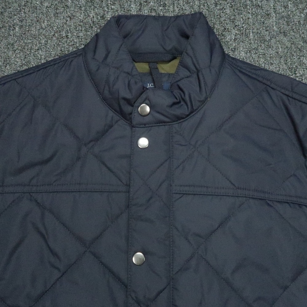 J Crew Jacket Mens Medium Blue Full Zip Snap Quilted Chore Barn Lined Insulated - Picture 2 of 9